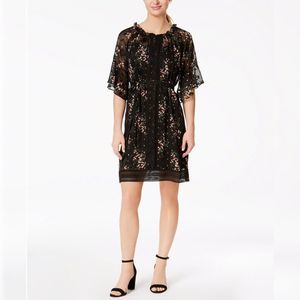 Taylor Floral Print Ruffle Chiffon Dress